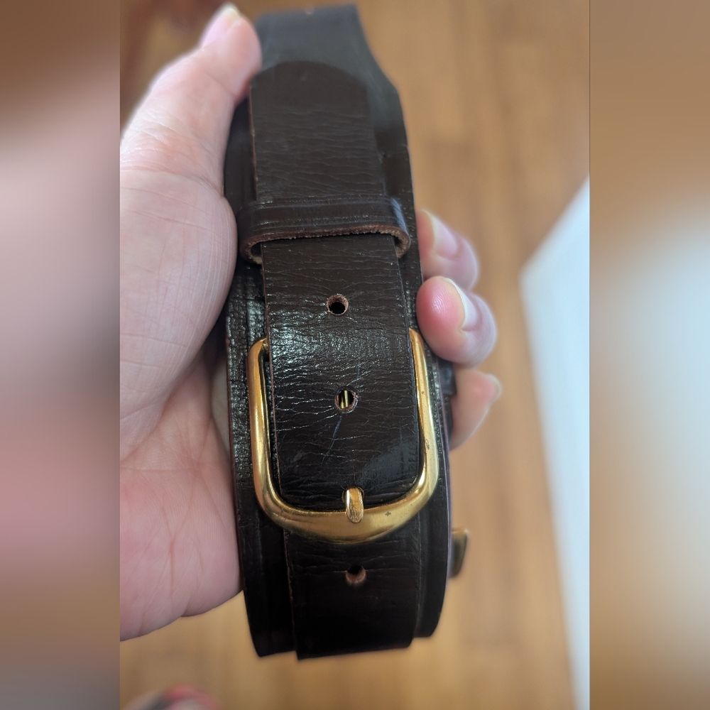 GENUINE Leather brown Belts with Gold Buckles - Picture 5 of 8